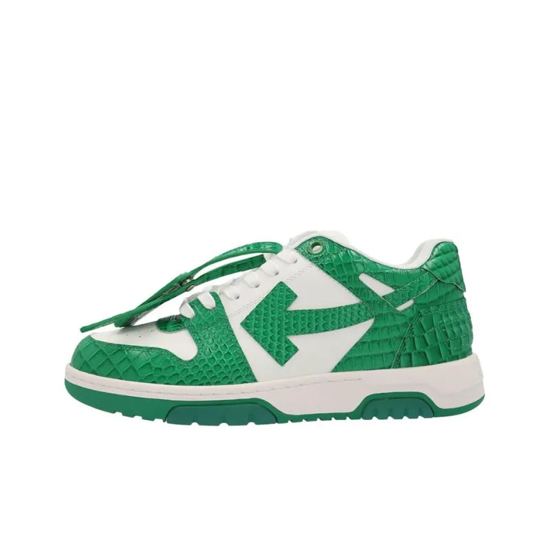 OFF-WHITE Out Of Office Crocodile Print Low-Top Sneakers 'Green White'